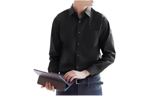 UNIQLO Shirts Men's Black Pointed Collar Moderate Shirt