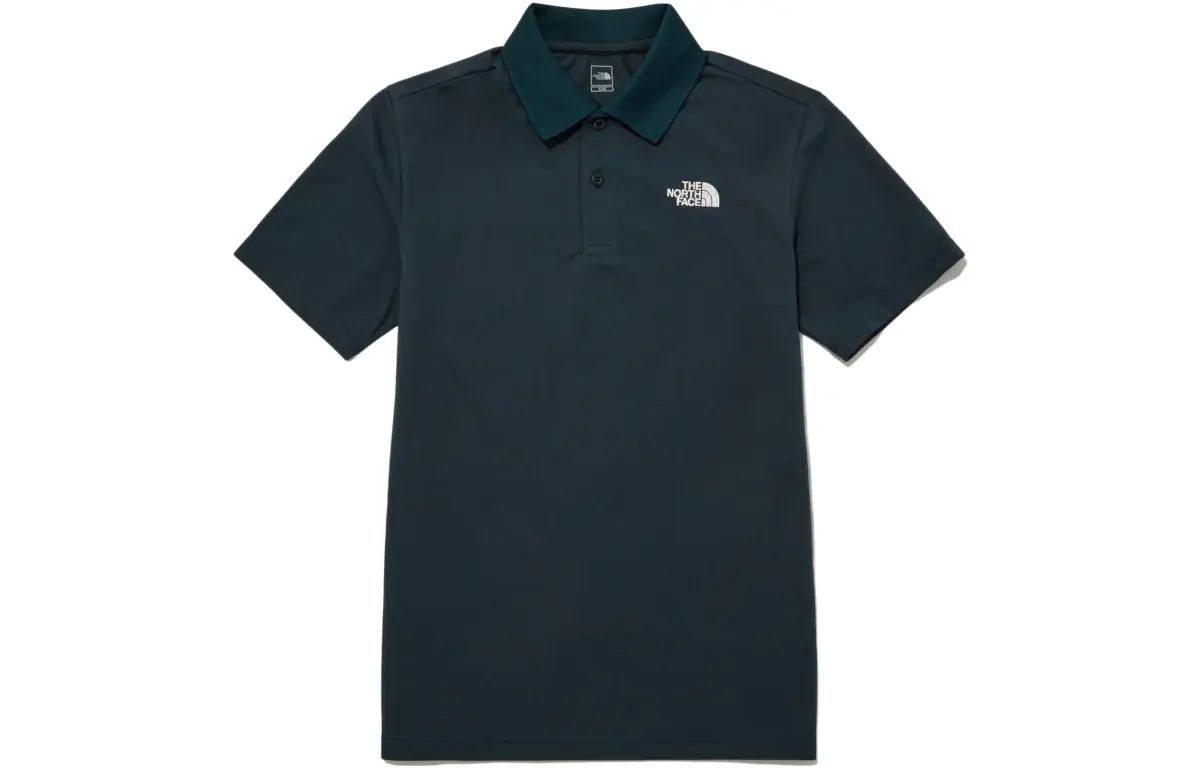 THE NORTH FACE Polo Shirts Men's Olive Green Polo Collar Moderate Straight Fit