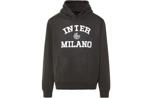 Inter Milan Football Club IM COLLEGE HOODIE printed letter logo hooded pullover long-sleeved sweatshirt for men, dark gray