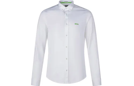 HUGO BOSS Shirts Men's White Lapel Moderate Shirt