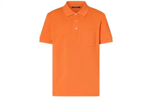LOUIS VUITTON Polo Shirts Men's Orange Polo Collar Moderate Straight Fit