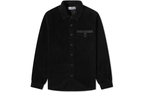 STONE ISLAND Shirts Men's Black Lapel Moderate Other