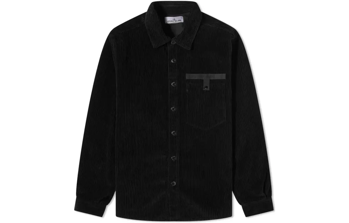 STONE ISLAND Shirts Men's Black Lapel Moderate Other