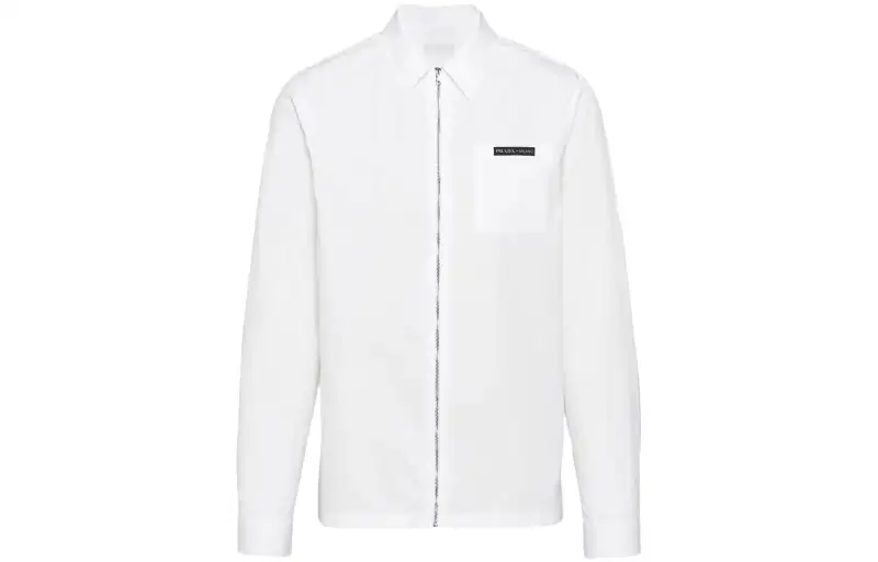 PRADA Shirts Men's White Lapel Moderate