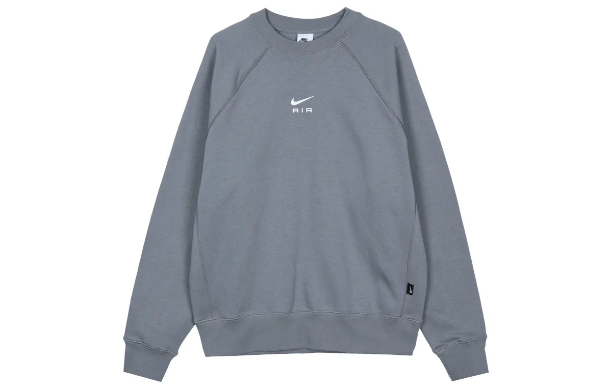 Nike Air Letter Logo Crew Neck Casual Fleece Lined Loose Fit Long Sleeved Sweatshirt Men's Gray
