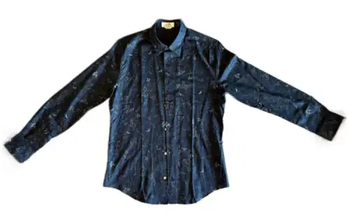 HERMES Shirts Men's Dark Blue Polo Collar Moderate Other