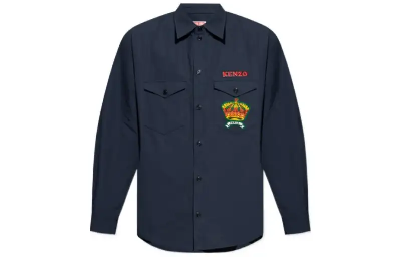 KENZO Logo Embroidered Button Up Shirt