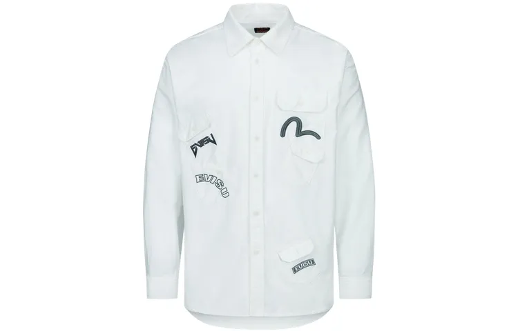 EVISU Shirts Men's White Lapel Moderate Other
