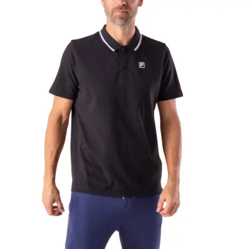 FILA Polo Shirts Men's Black Polo Collar Moderate