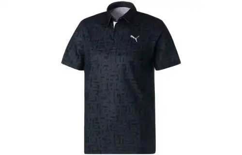 PUMA Polo Shirts Men's Black Polo Collar Thin Straight Fit