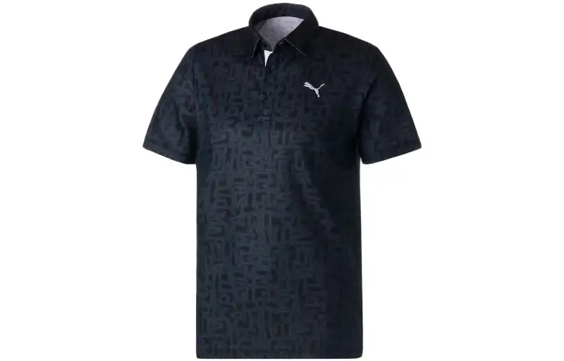 PUMA Polo Shirts Men's Black Polo Collar Thin Straight Fit