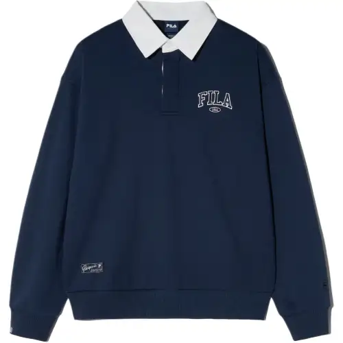 FILA Polo Shirts Unisex Blue Polo Collar Moderate