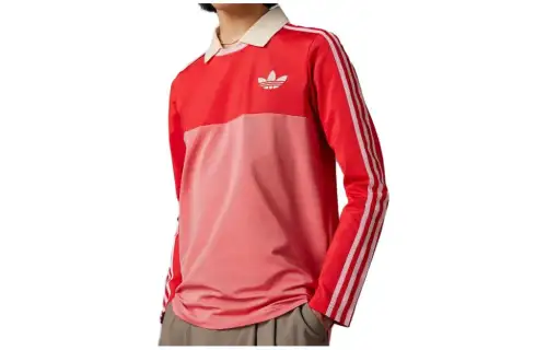Adidas Originals Polo Shirts Men's Red Polo Collar Thin Straight Fit
