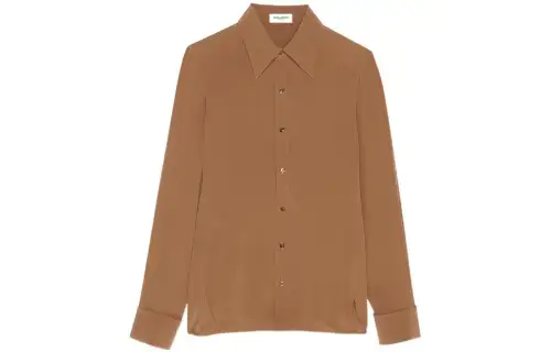 SAINT LAURENT Shirts Men's Rock Sugar Chestnut Lapel Moderate