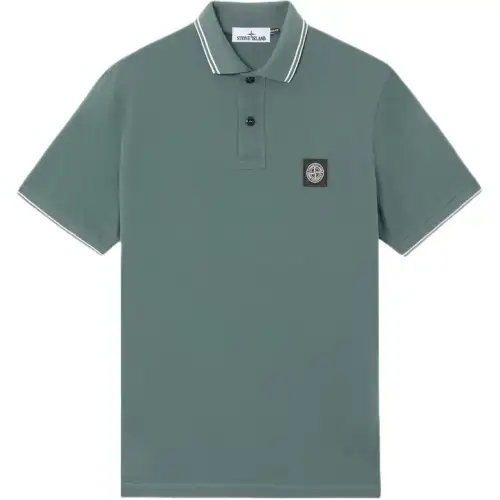 STONE ISLAND Logo Patch Short Sleeved Polo Shirt