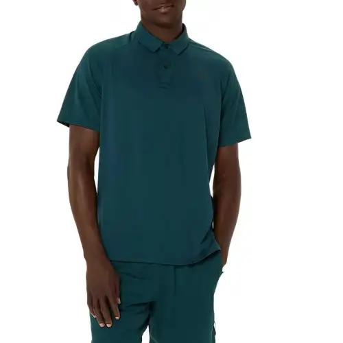 ASICS Polo Shirts Men's Green Polo Collar Moderate