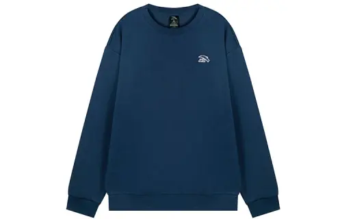 Anta Life Collection Casual Knitted Fabric Base Layer Fleece Lined Sweatshirt Unisex Navy Blue