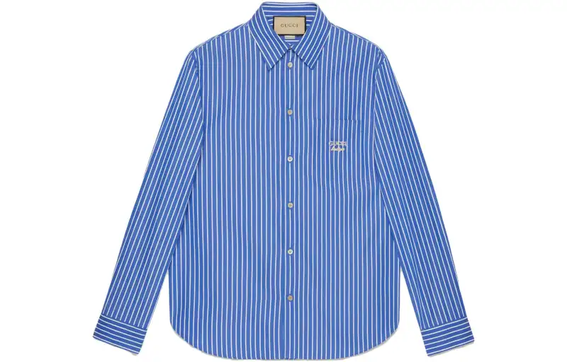 GUCCI Shirts Men's Blue Lapel Moderate Shirt