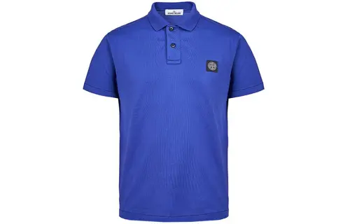 STONE ISLAND Polo Shirts Men's Blue Purple Polo Collar Moderate Straight Fit