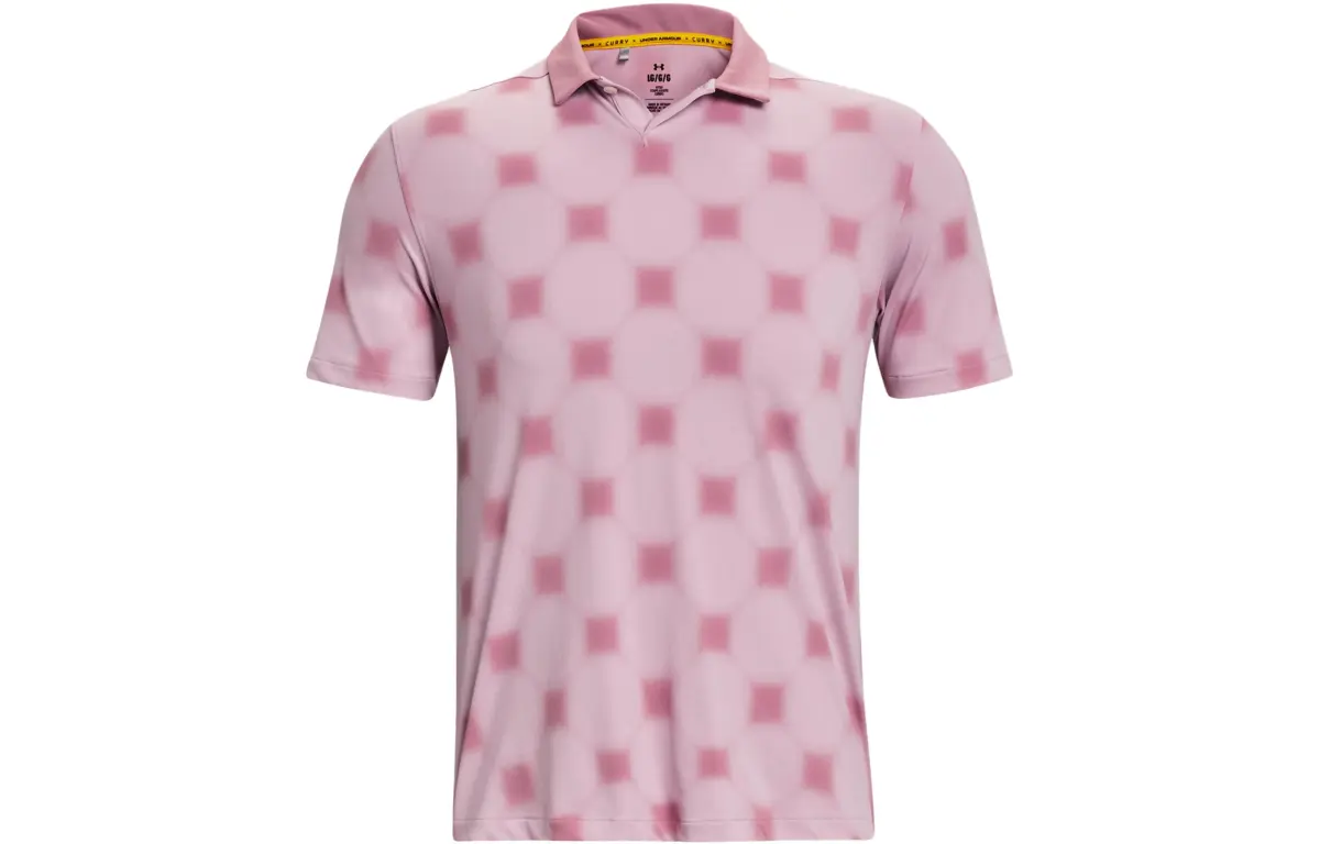 Under Armour Polo Shirts Men's Pink Polo Collar Moderate Straight Fit