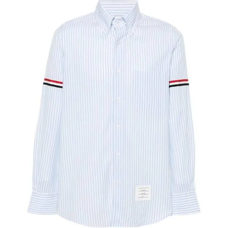 THOM BROWNE RWB Striped Curved Hem Shirt