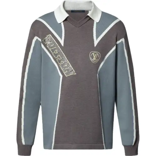 Lv Long Sleeved Cotton Intarsia Soccer Top