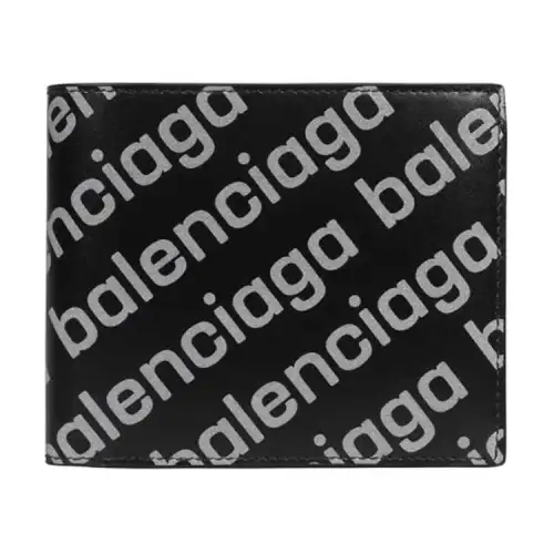 Balenciaga Cash Cow Leather Wallet, Card Holder, Coin Purse Men's Black