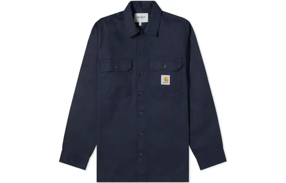 Carhartt WIP Shirts Men's Dark Blue Lapel Moderate Straight Fit