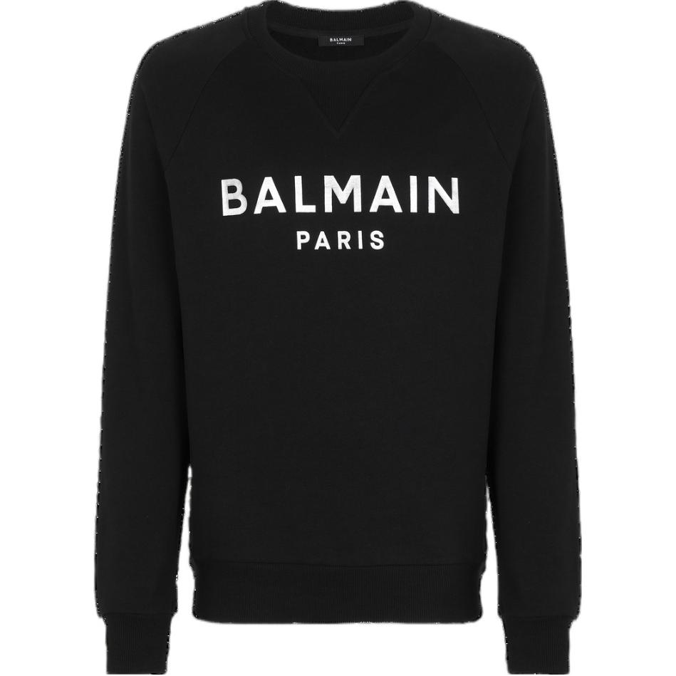 Мужское худи BALMAIN Metallic Logo (черно-серебристое)
