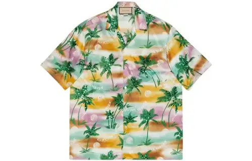 GUCCI Shirts Men's Multicolor Lapel Moderate Shirt