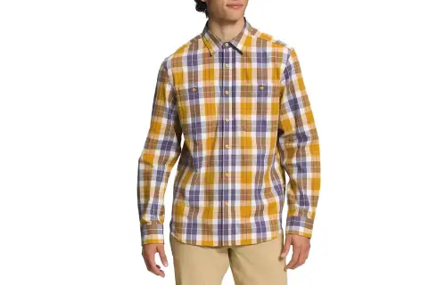 THE NORTH FACE Shirts Men's Brown Blue Lapel Moderate Other
