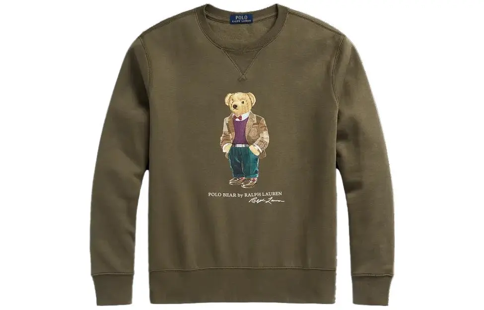 Polo Ralph Lauren Sweatshirts Men's Brown Crew Neck Moderate Straight Fit