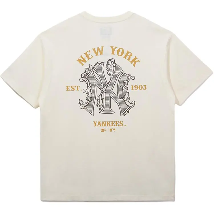 New Era T Shirt Couple, Trendy And Versatile Unisex Ivory White
