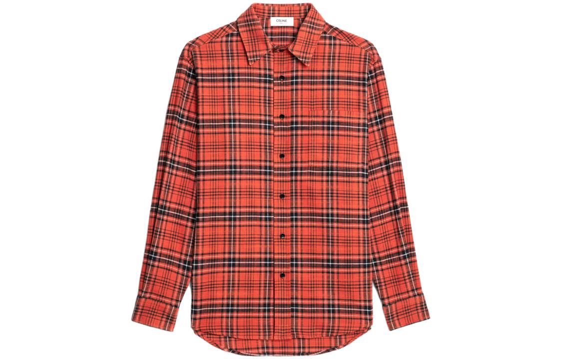 Мужская рубашка CELINE Plaid Shirt (оранжевая)