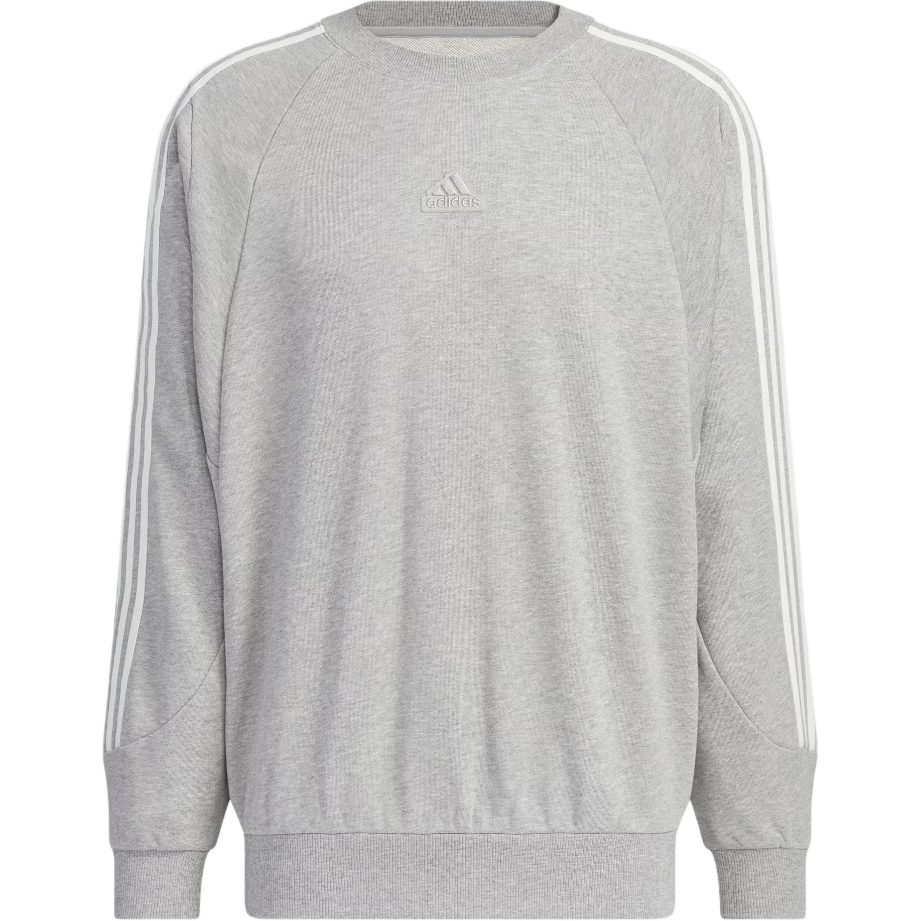 Adidas 3 Stripes CREW SWEATSHIRT Unisex Medium Heather Gray
