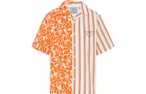 PRADA Shirts Men's Orange Lapel Moderate Other