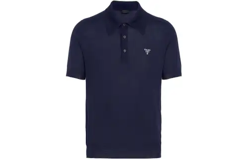 PRADA Logo-embroidered Cashmere Polo Shirt
