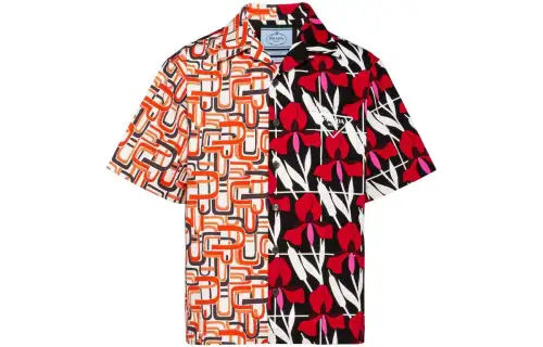 PRADA Shirts Men's Multicolor Cuban Collar Moderate Other