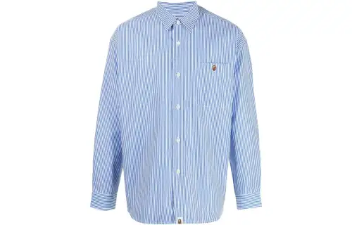 A BATHING APE Shirts Men's Blue Polo Collar Moderate Other