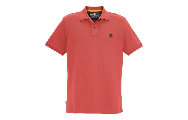 Timberland Polo Shirts Men's Red Polo Collar Moderate Straight Fit