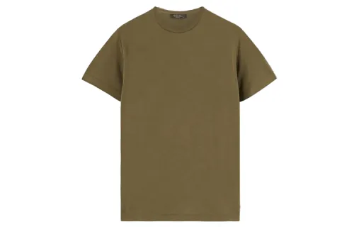Loro Piana Polo Shirts Men's Green Crew Neck Straight Fit