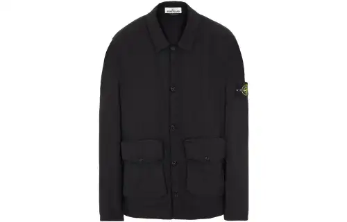 STONE ISLAND Shirts Men's Black Lapel Moderate Other