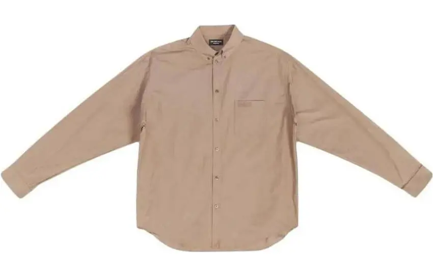 Balenciaga Shirts Men's Camel Lapel Moderate Straight Fit