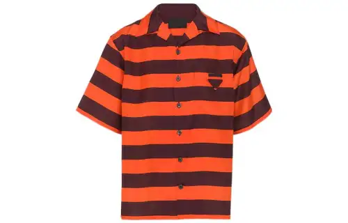 PRADA Shirts Men's Orange Cuban Collar Moderate