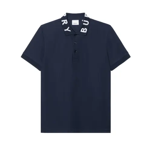 Burberry SS23 Logo Print Short Sleeve Polo Shirt Navy Blue