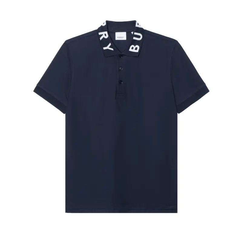 Burberry SS23 Logo Print Short Sleeve Polo Shirt Navy Blue