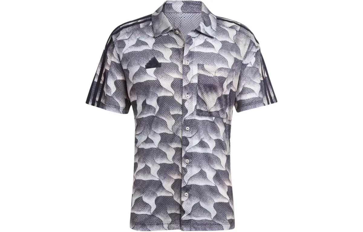 Adidas ALLOVER PRINT Shirts Men's Gray Lapel Moderate Other
