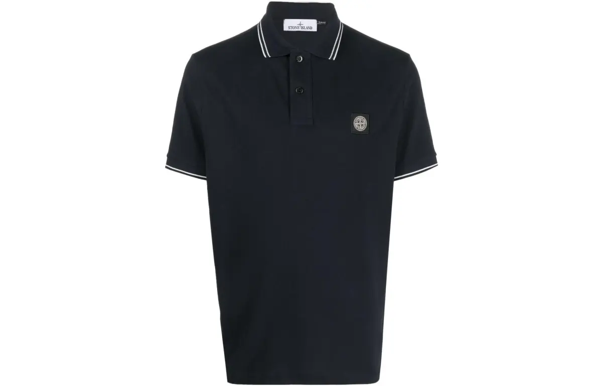 STONE ISLAND Logo Patch Short Sleeved Polo Shirt