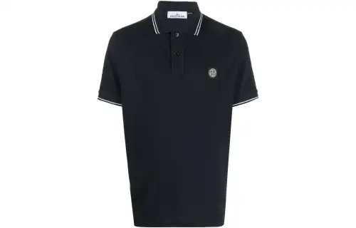 STONE ISLAND Logo Patch Short Sleeved Polo Shirt