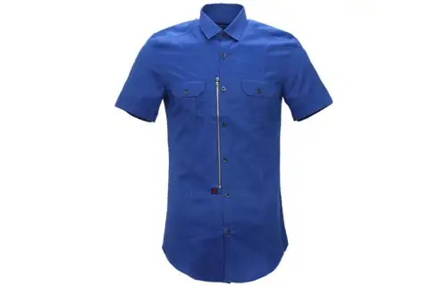 GUCCI Shirts Men's Blue Lapel Moderate Workwear